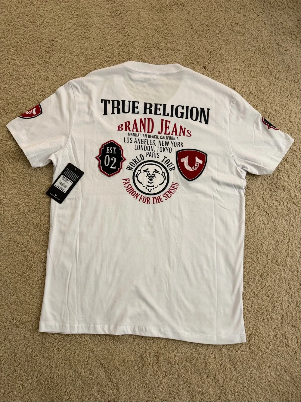 True Religion White Short-Sleeve Logo Patch Tee